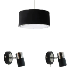 Combo Colgante 2l Negro/Blanco Cromo + 2 Apliques Negro/Blanco Cromo en internet