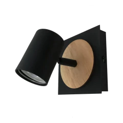 Aplique 1l Dicroled Spot Negro Con Madera Pasillo Habitacion en internet