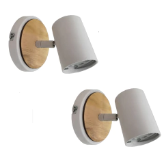 Pack x2 Aplique 1l Dicroled Spot Blanco Negro Madera Cabecera Cama Lectura - comprar online