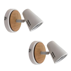Combo Habitación Plafón Negro/Blanco + 2 Apliques Negro/Blanco Madera Cono - tienda online