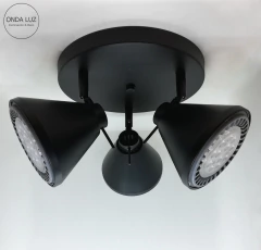 Base Circular 3l Spots Ar111 Industrial Negro Apto Ventilador Negro en internet