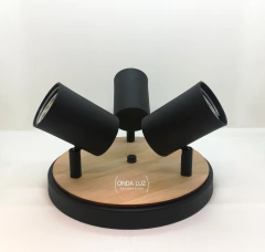 Combo Habitación Plafon 3l Spots Blanco Madera + 2 Apliques