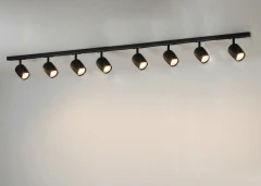 Riel 2 metros con 8 spots en aluminio doble efecto