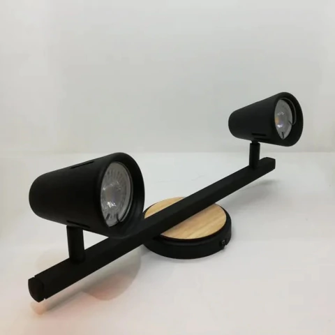 Aplique 2l Negro/Blanco Spot Cono con detalle Madera Para Dicroled - comprar online