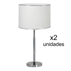 Imagen de Combo Habitación Colgante 2 Luces+ 2 Veladores Cromo Pantalla Blanco/Negro