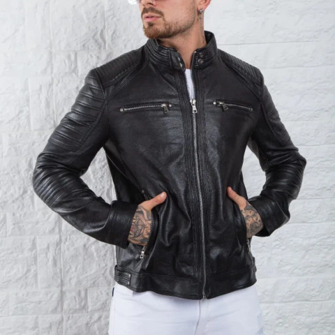 Campera Cuero E Hombre Importada Dallas Urbana Entallada YD