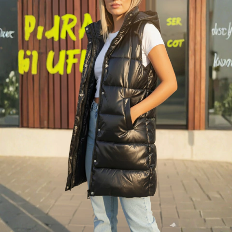 Chaleco Eco Cuero Mujer Puffer Inflado Engomado Tmill