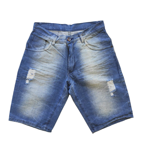 Bermuda Jean Hombre Con Roturas Rigida Lethians