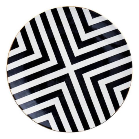 Prato Decorativo Em Cerâmica - P&B