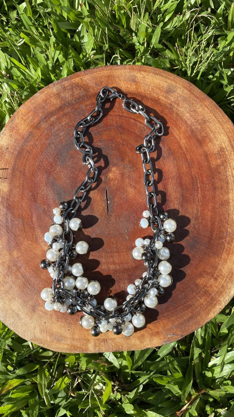 Colar Chocalho Pérola com Grafite-MBC1145