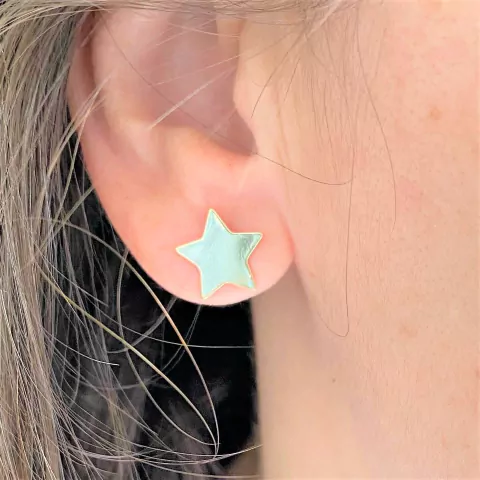 Brinco Estrela Liso com Banho de Ouro 18K-MBB1325M