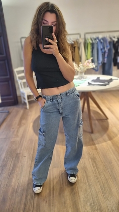 PANTALON CELESTE CARGO talle 28