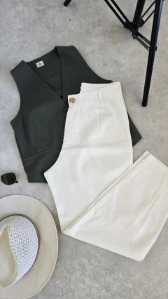 Pantalon kate de lino-blanco-
