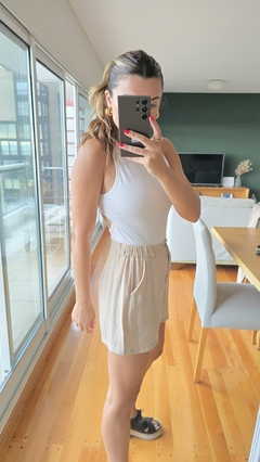 SHORT DE LINO RAYADO - tienda online