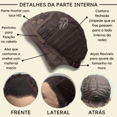 Peruca front lace HD orgânica 13x2 lisa super natural 60cm - Perucas & Laces LIONSWIG