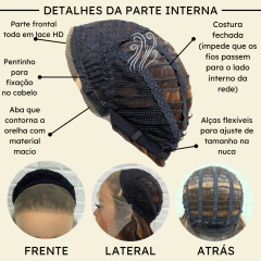 Peruca front lace castanho cacheada com mechas claras 70cm na internet