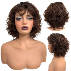 Peruca curta cacheada com franja 25cm ondulada orgânica - comprar online