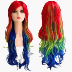 Peruca Lisa Franja Gay Arco-íris Rainbow Cosplay LGBTQ+ 75cm