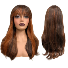 Peruca com franja repicada 55cm média orgânica premium - loja online