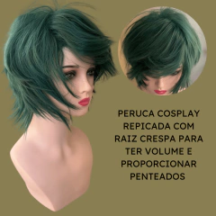 Peruca cosplay repicada curta anime personagem fibra premium