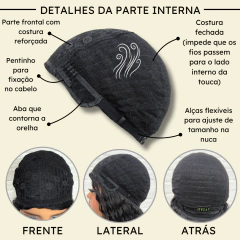 Peruca cacheada ondulada 55cm organica premium volumosa