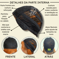 Peruca com franja repicada 55cm média orgânica premium