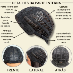 Peruca ondulada longa repartição fixa ao meio 65cm kanekalon na internet