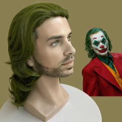 Peruca coringa verde elfo cacheada ondulada cosplay 40cm - Perucas & Laces LIONSWIG