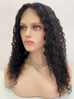 Peruca humana front lace 4x4 cacheada ondulada castanha 50cm na internet