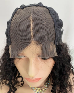 Peruca humana front lace 4x4 cacheada ondulada castanha 50cm na internet