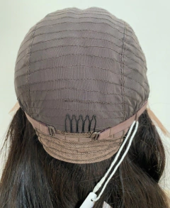 Peruca humana front lace 4x4 cacheada ondulada castanha 50cm - loja online