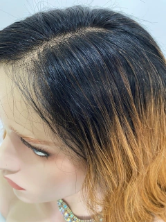 Imagem do Peruca humana front lace 13x6 preta ombre loiro mel 40cm