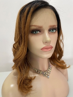 Peruca humana front lace 13x6 preta ombre loiro mel 40cm - loja online