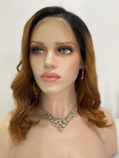 Peruca humana front lace 13x6 preta ombre loiro mel 40cm - Perucas & Laces LIONSWIG