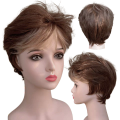 Peruca curta com franja unissex orgânica lisa repicada