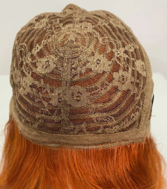 Peruca Humana Ruiva Laranja Com Franja Lisa Ondulada 50cm na internet