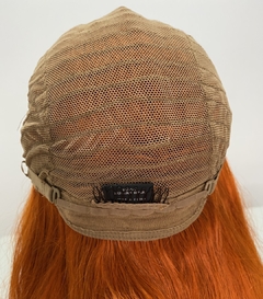 Peruca Humana Ruiva Laranja Com Franja Lisa Ondulada 50cm - loja online