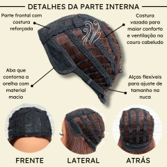 Peruca Lisa Ondulada Cacheada Castanho Escuro Silk Top 75cm na internet