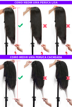 Peruca Cacheada Preta Curta Média Volumosa Black Power 50cm - comprar online