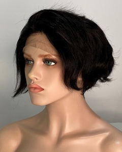 Peruca Curta Front Lace Humana Preta Repicada Lisa 13cm - comprar online
