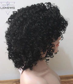 Imagem do Peruca Cacheada Preta Curta Média Volumosa Black Power 50cm