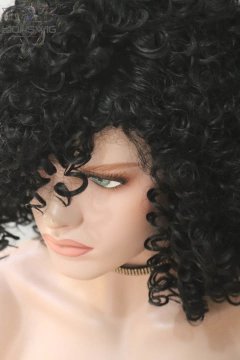 Peruca Cacheada Preta Curta Média Volumosa Black Power 50cm - comprar online