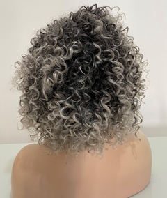 Peruca Cacheada Mechas Platinadas Cinzas Média Black Power - loja online