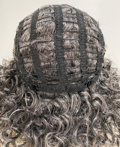 Peruca Cacheada Mechas Platinadas Cinzas Média Black Power na internet