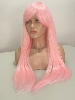 Imagem do Peruca Lisa Franja Kawai Emo K-pop Rosa Pink Chiclete Futura
