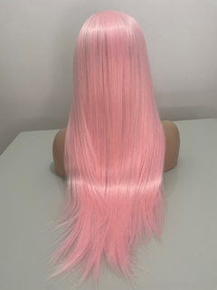 Peruca Lisa Franja Kawai Emo K-pop Rosa Pink Chiclete Futura na internet
