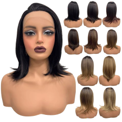 Peruca front lace média curta orgânica futura 13x1 premium