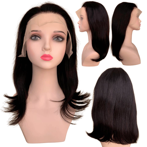 Peruca humana long bob front lace 13x4 HD preta natural
