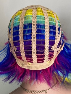 Peruca Lisa Franja Gay Arco-íris Rainbow 30cm long bob na internet