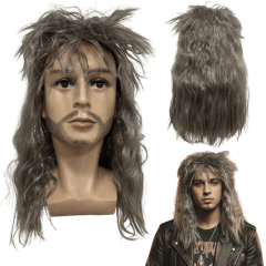 Peruca rock heavy metal anos 60 70 80 ondulada volumosa friz - loja online